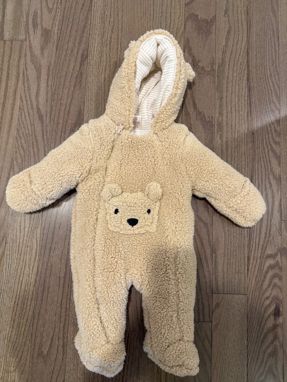 Cozy Cream Teddy Fleece Hooded Baby One-Piece